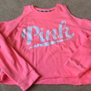 Pink cold shoulder sweatshirt